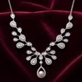 Diamond-Style Pearl Pendant Necklace