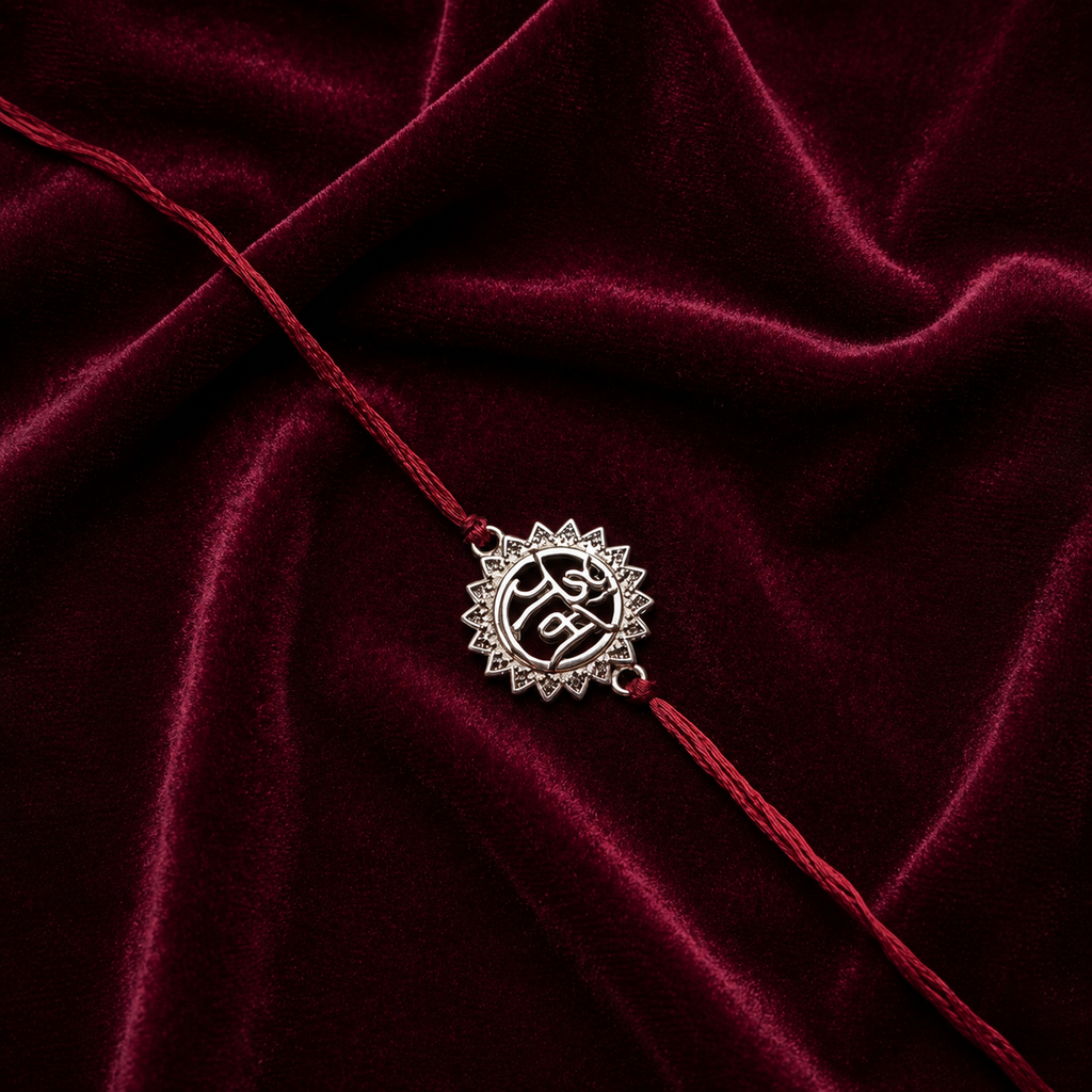 Silver Sun Motif Rakhi