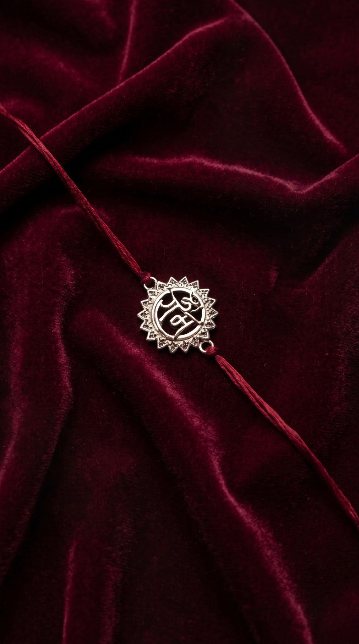 Silver Sun Motif Rakhi
