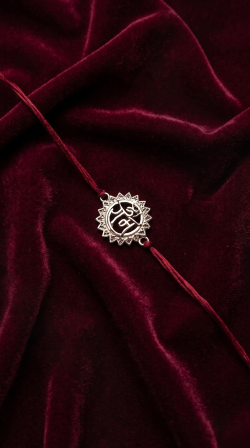 Silver Sun Motif Rakhi